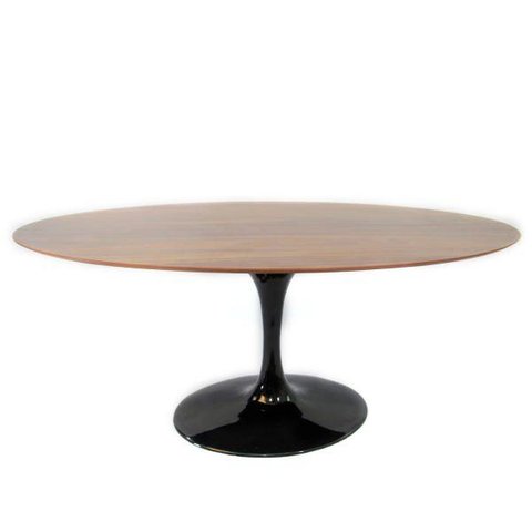 Mesa de Jantar Saarinen Oval 198x122cm Madeira Base Preta Imbuia
