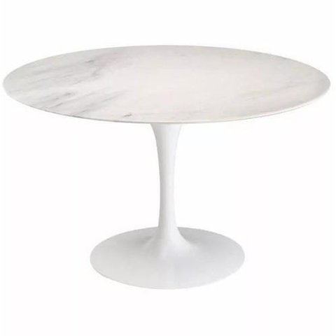 Mesa de Jantar Saarinen Redonda 110cm Mármore Branco Extra Branco Extra