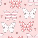 Ver imagem 1 de Papel de Parede Decorativo Baby Geométrico Borboletas Rosas com Listras e Bolinhas 1,5m