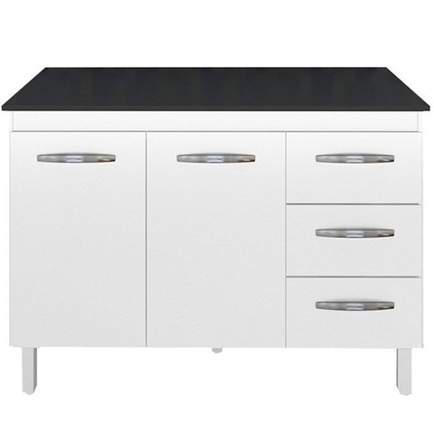 Balcao Com Tampo 120cm 9110x9300 Branco Preto Mobbs
