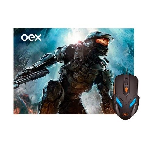 Mousepad + Mouse MC100 War Gamer Oex Led 6 Botões 2400DPI