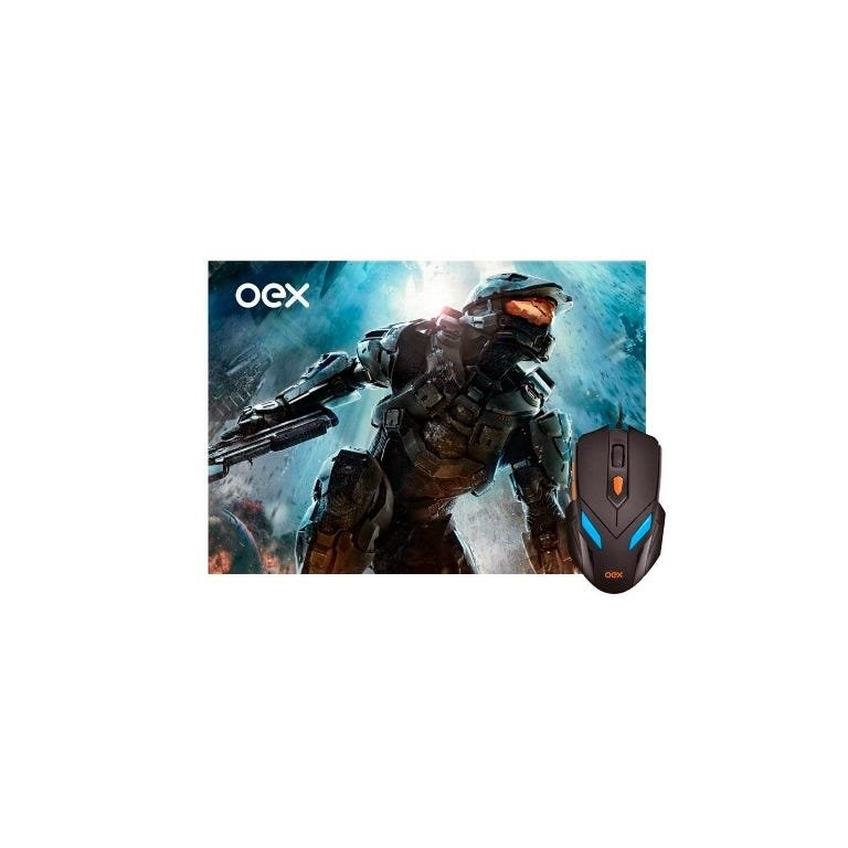 Mousepad + Mouse MC100 War Gamer Oex Led 6 Botões 2400DPI