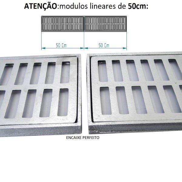 ralo linear tipo grelha alumínio fundido 15x100 cm escovado linear - 2