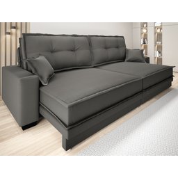 Sofá Palermo 2,40m Retrátil e Reclinável Velosuede Cinza - Netsofás - 1