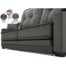 Sofá Palermo 2,40m Retrátil e Reclinável Velosuede Cinza - Netsofás - 4