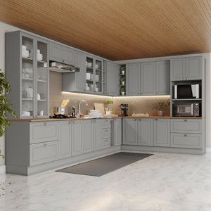 Cozinha Completa de Canto 14 Peças 20 Portas 7 Gavetas Americana Henn