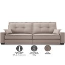 Ver imagem 4 de Sofá Palermo 2,20m Retrátil e Reclinável Velosuede Bege - Netsofás