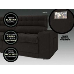 Sofá Omega 2,30M Assento Retrátil e Reclinável Velosuede Netsofás - 6