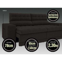 Sofá Omega 2,30M Assento Retrátil e Reclinável Velosuede Netsofás - 2