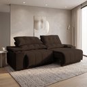Ver imagem 1 de Sofá com Porta Copos Carregador USB Ret Rec Arizona 2,30m Velosuede - Netsofas - Marrom