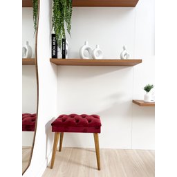 Banqueta Puff com Pé Palito Assento Estofado Apoio para Os Pés Premium Sentar Decorar - 4