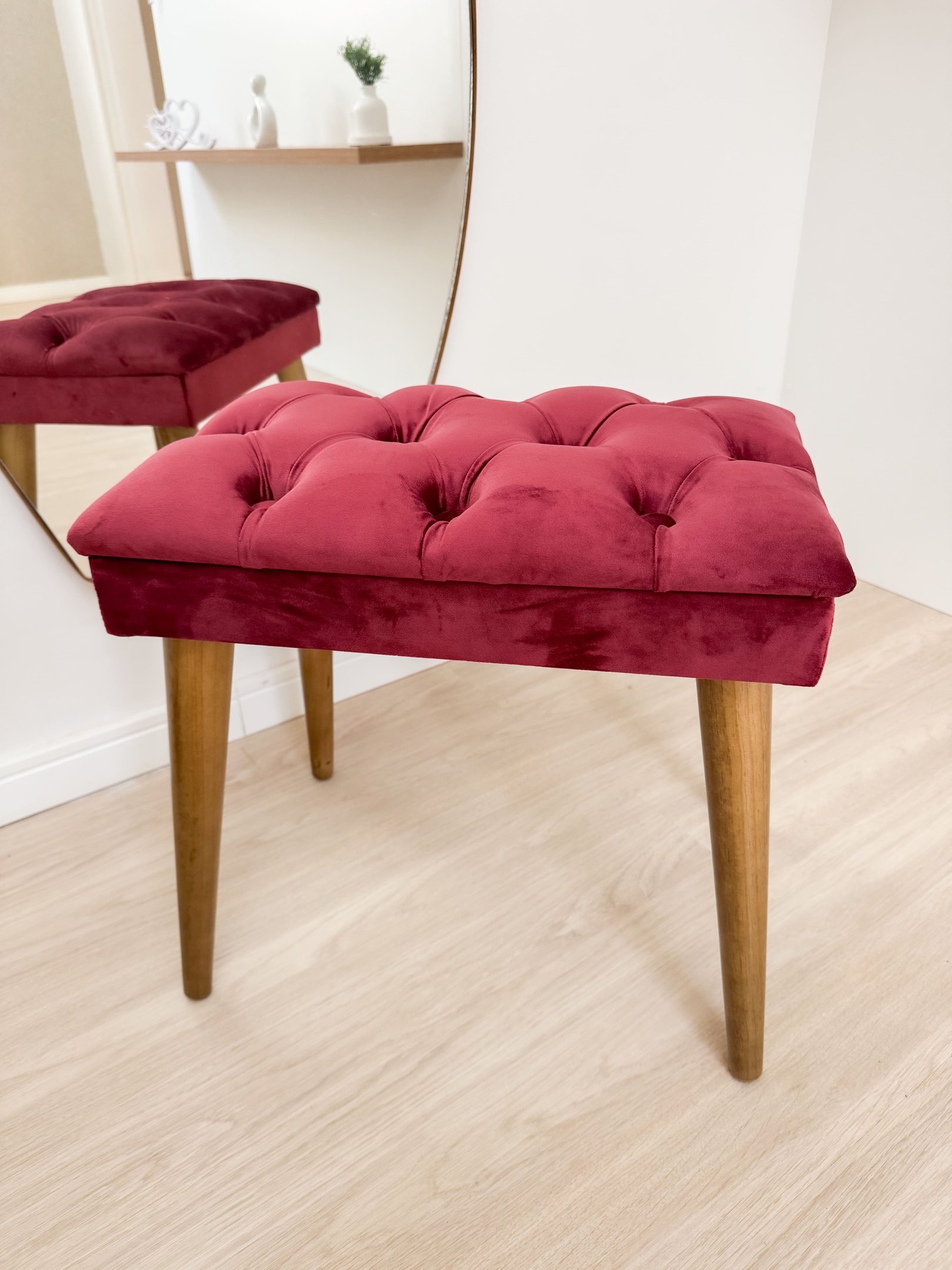 Banqueta Puff com Pé Palito Assento Estofado Apoio para Os Pés Premium Sentar Decorar - 6
