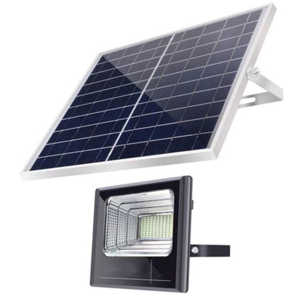 Refletor Luminária Solar 25W Holofote Placa Sensor Bateria Energia - 2