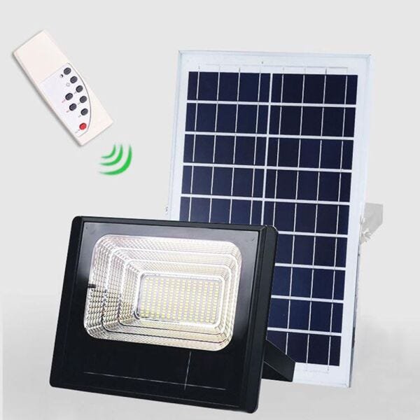 Refletor Luminária Solar 25W Holofote Placa Sensor Bateria Energia - 3