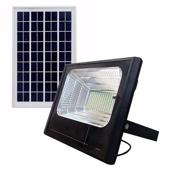 Refletor Luminária Solar 25W Holofote Placa Sensor Bateria Energia - 4