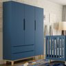 Guarda-Roupa Infantil 3 Portas e 2 Gavetas Smart Baby Blue Moon (Pé Artesanal) Fiorello - 1