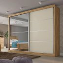Ver imagem 2 de Guarda-Roupa Verona Plus 1 Porta Espelhada - Amêndoa/Off-White/ Amêndoa