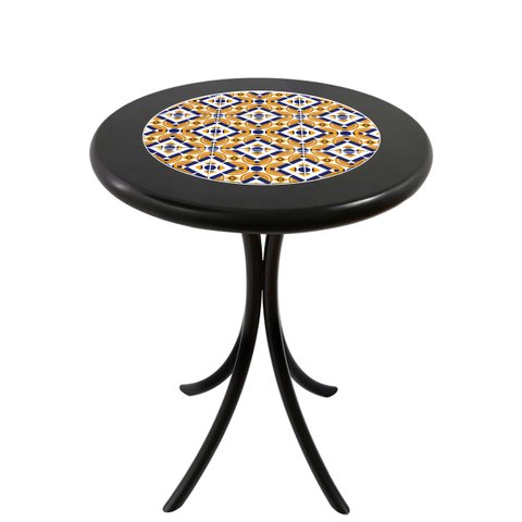 Mesa Madeira Azulejo 60cm - Bistrô Fixa 78cm - Preta - Anos Dourados