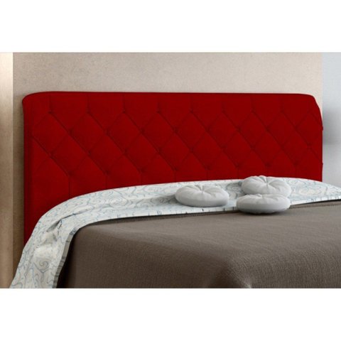 Cabeceira Para Cama Box Casal 195 cm Paris - JS Móveis - Suede Amassado Vermelho