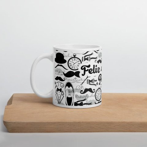 Caneca dia dos Pais Preto e Branco