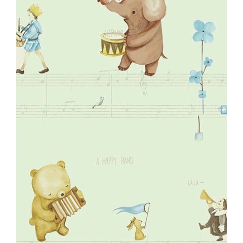 Papel de Parede Kantai Hello Kids - Bichinhos e Música Verde Hk224304r
