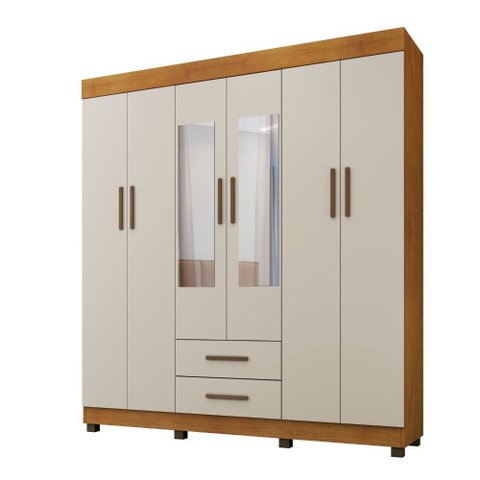 Guarda Roupa 6 Portas com Espelho Copacabana Benetil:cinamomo/off