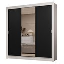 Ver imagem 3 de Guarda-roupa Casal 3 Portas de Correr com Espelho 2 Gavetas Branco/preto Sublime Madesa