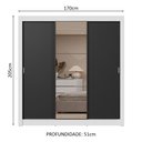 Ver imagem 4 de Guarda-roupa Casal 3 Portas de Correr com Espelho 2 Gavetas Branco/preto Sublime Madesa