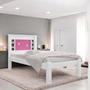 Ver imagem 1 de Cama Solteiro com Cabeceira Flex Laribella Branca e Rosa