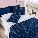 Ver imagem 3 de Kit Cobre Leito Colcha Meggy Poá Casal Padrão Dupla Face Micropercal 200 Fios 3 Peças - Azul