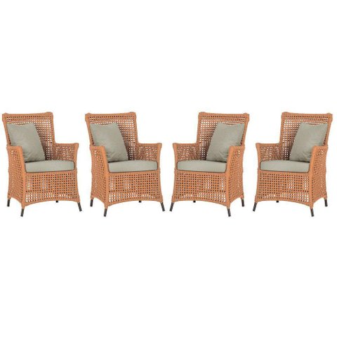 4 Poltronas Igapó Alumínio Pintura Marrom Corda Náutica E7 Terra Cota