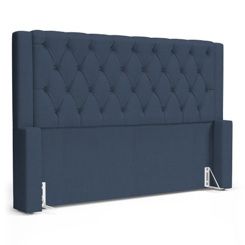 Cabeceira Atena para Cama Box King Size 195cm Capitonê com Frame Linho Azul - Desk Design