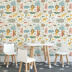 Papel de Parede Adesivo Infantil Floresta de Animais