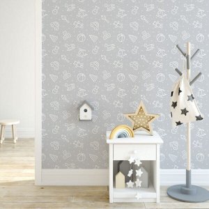 Papel de Parede Adesivo Infantil Elementos Cinza