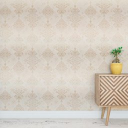 Papel de Parede Adesivo Arabesco Dourado Elementos Floral - 1