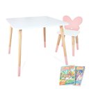 Ver imagem 2 de Mesa e Cadeira Infantil Borboletinha Kit Livro Educativo em Madeira - Rosa Bebê