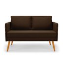 Ver imagem 7 de Kit 01 Namoradeira 02 Lugares e 02 Poltronas Mari Suede Marrom Base de Madeira Ma30 - D'Rossi