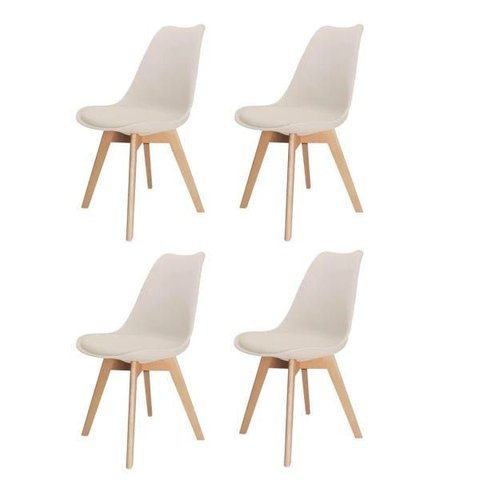 Kit 4 Cadeiras Polipropileno Saarinen Leda Wood: Design para Sala de Jantar - Fendi