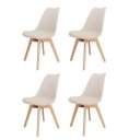 Ver imagem 3 de Kit 4 Cadeiras Polipropileno Leda Wood: Design para Sala de Jantar - Bege