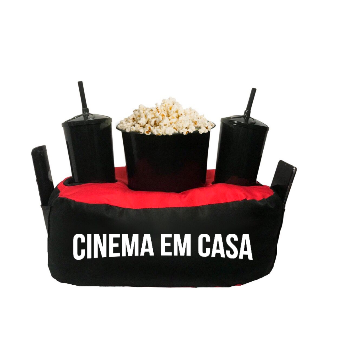 Almofada Porta Pipoca Bicolor Cinema em Casa:Preto