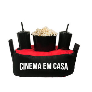 Almofada Porta Pipoca Bicolor Cinema em Casa:Preto