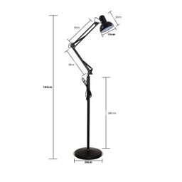 Luminária Abajur Articulada pedestal Chão Metal Lustre Coluna 1,90m - 5