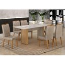Ver imagem 2 de Mesa de Jantar Júlia 180x90cm Cinamomo Off White com 6 Cadeiras Lara Linho Bege - Valdemóveis
