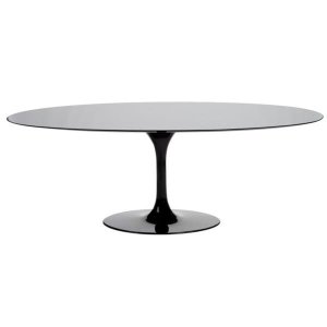 Mesa de Jantar Saarinen Oval 160x90cm Madeira Base Preta Laca Preta