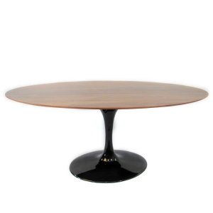 Mesa de Jantar Saarinen Oval 180x100cm Madeira Base Preta Imbuia