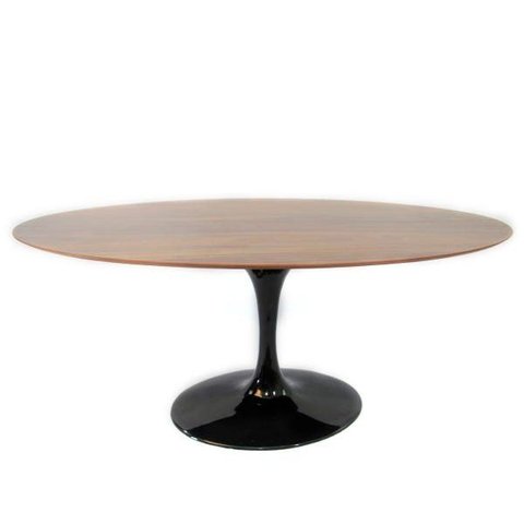 Mesa de Jantar Saarinen Oval 180x100cm Madeira Base Preta Imbuia