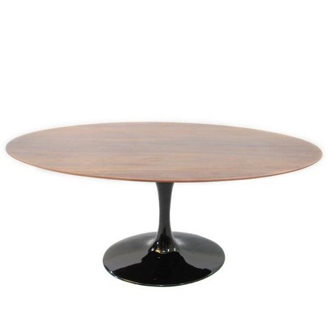 Mesa de Jantar Saarinen Oval 244x137cm  Base Preta Tampo Imbuia