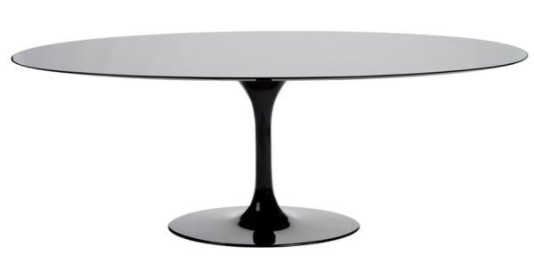 Mesa Saarinen Oval 120x80cm Madeira Base Preta Laca Preta