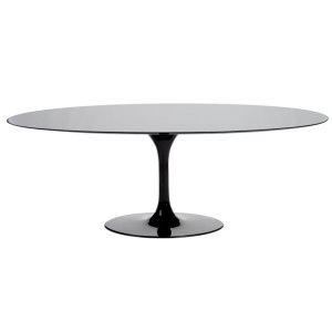 Mesa Saarinen Oval 120x80cm Madeira Base Preta Laca Preta