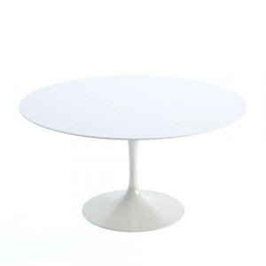 Mesa Saarinen Redonda 80cm + Vidro Laca Branca